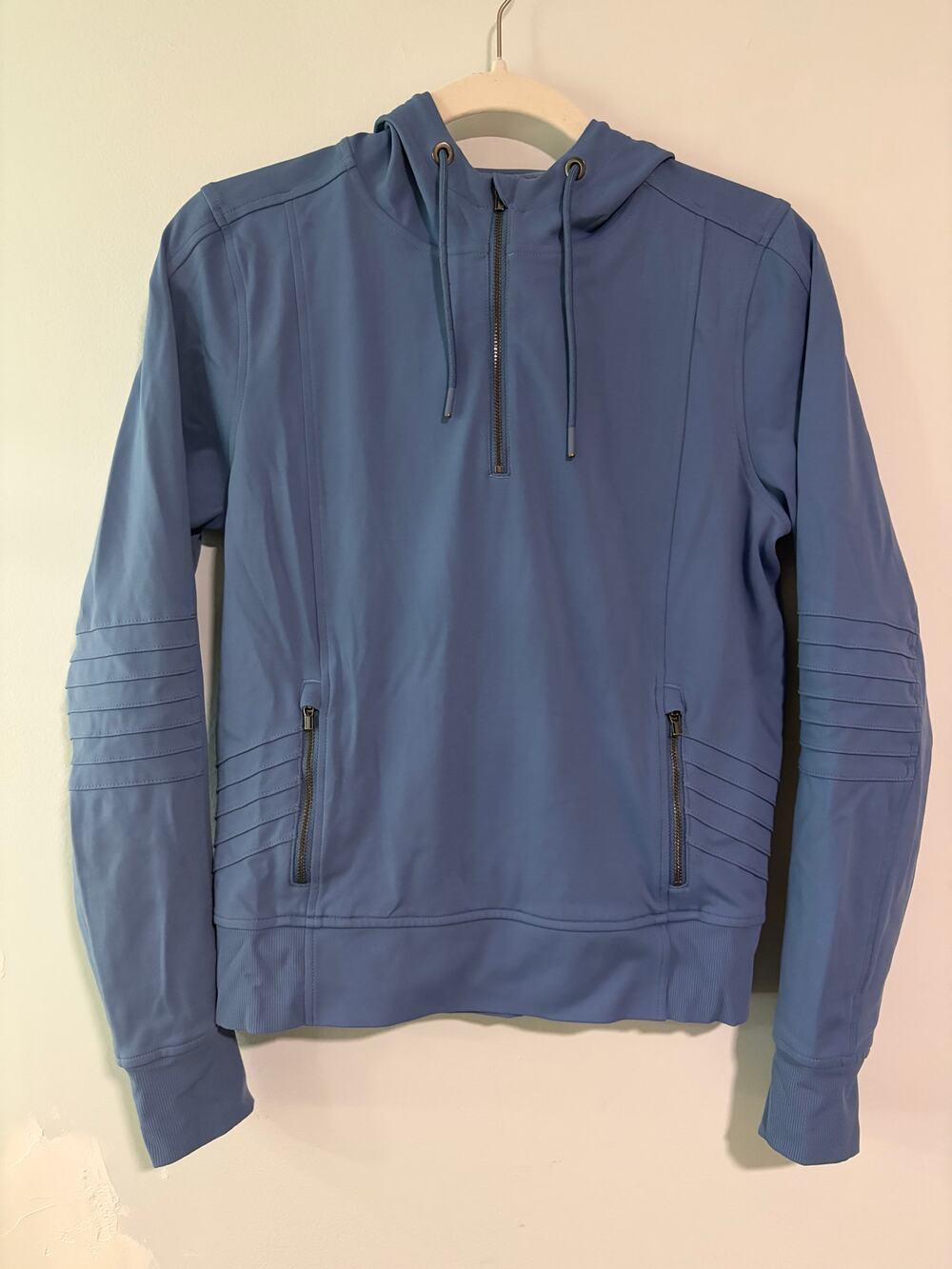 Athleta Venice Moto Hoodie Blue Half Zip Pullover Women's XS